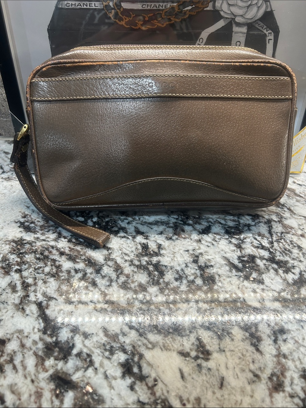 Gucci vtg Leather wristlet Case with Wrist Strap